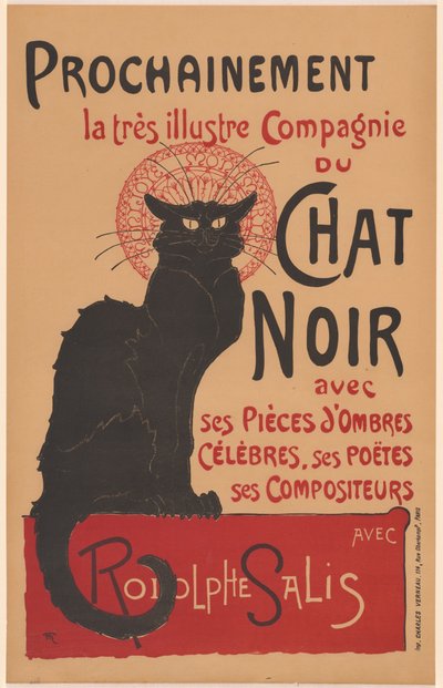 Snart den meget berømte Compagnie du Chat Noir-plakaten for Company of the...,1896. av Théophile Alexandre Steinlen