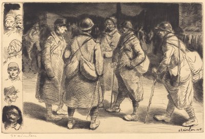 Soldater på permisjon - Nattscene av Théophile Alexandre Steinlen