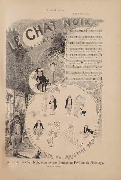 Historien om den berømte kabareten Le Chat Noir, magasinet Le Chat Noir, 1884. av Théophile Alexandre Steinlen