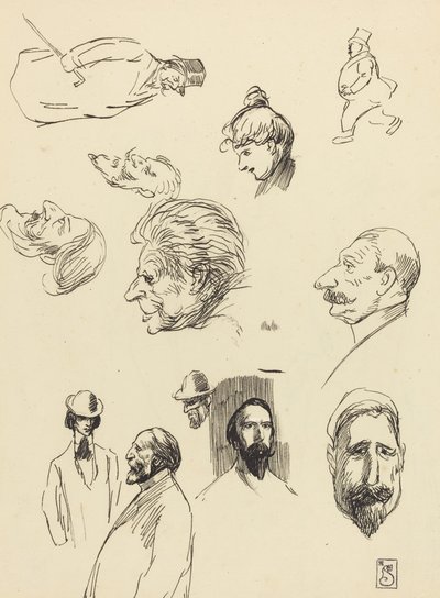 Studier av figurer og hoder, slutten av 1800-begynnelsen av det 20. århundre. av Théophile Alexandre Steinlen