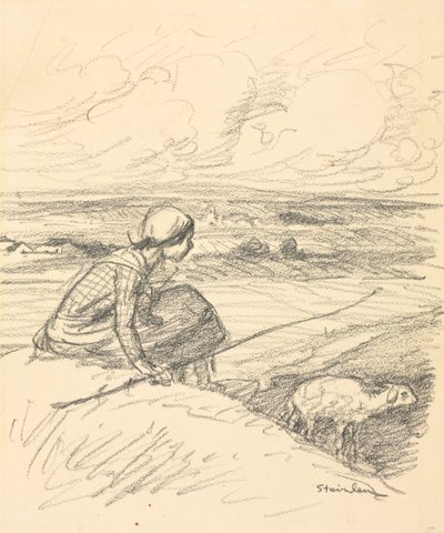 Gjeterinnen, fjerde kvartal 1800-tallet eller første kvartal 1900-tallet. av Théophile Alexandre Steinlen