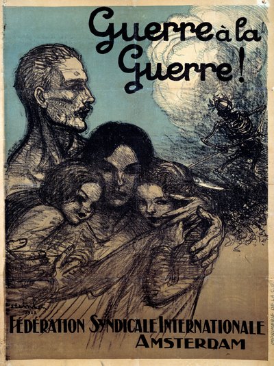 Krig til krig. Plakat for International Trade Union Federation av Theophile Alexandre Steinlen (1859 - 1923) av Théophile Alexandre Steinlen