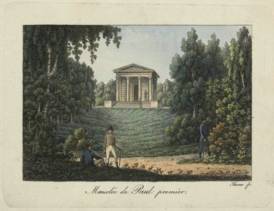 Paul I-tempelet eller Paul I-mausoleet i Pavlovsk-parken, 1810-tallet. av Thurner