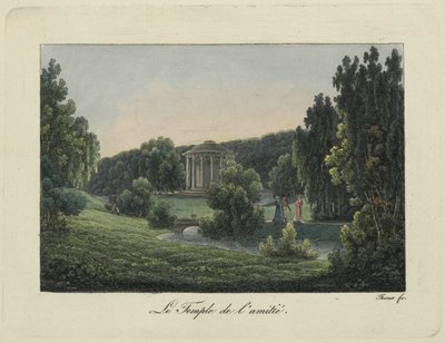 Utsikt over vennskapstempelet i Pavlovsk, 1810-tallet. av Thurner