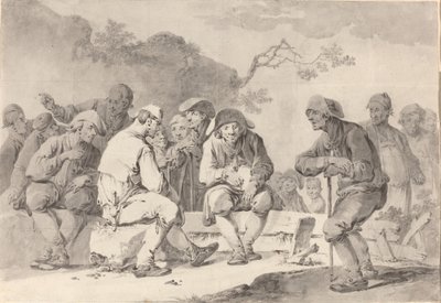 Selvportrett med countryfolk fra Appenzell av Tiberius Dominikus Wocher