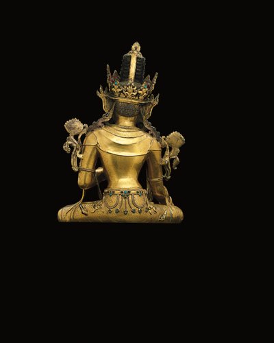 Keiserfigur av Avalokiteshvara (se også 474250 til 474254) (forgylt bronse) av Tibetan School