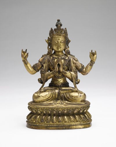 Sukhavati Avalokiteshvara, sent på 1600-tallet – tidlig på 1700-tallet (forgylt kobberlegering) av Tibetan School