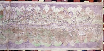 Måneenden av Tsari rongkor (malt stoff) av Tibetan School