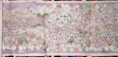 Midtdelen av Tsari rongkor (malt stoff) av Tibetan School