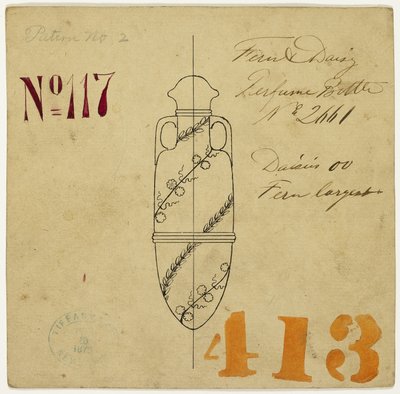 Design for Fern and Daisy parfymeflaske nr. 2661 av Tiffany and Company