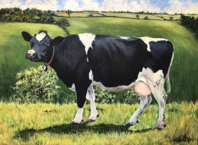 Cow 2021 (olje på lerret) av Tilly Willis