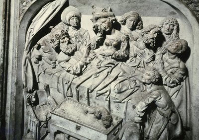 Graven til Henri II 973-1024 og hans kone Kunigunde, detalj om keiserens død, 1499-1513 stein av Tilman Riemenschneider