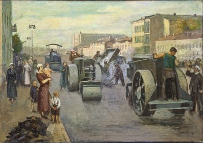 Rekonstruksjonen av Moskva par Pustovalov, Timofei Ermilovich (1891-1944). Olje på lerret, størrelse: 82x115 av Timofei Ermilovich Pustovalov