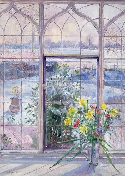 Påskeliljer og solur mot snøen av Timothy Easton