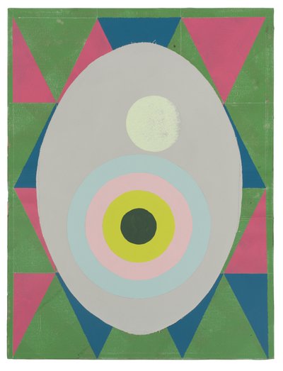 Egg is the Answer, 2023 (lateks, collage og emalje på lerret) av Timothy Gierschick II