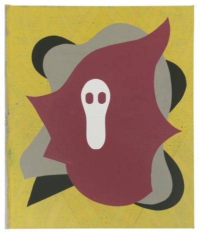 Sumptrost (for CB), 2023 (lateks, collage og spraymaling på lerret) av Timothy Gierschick II