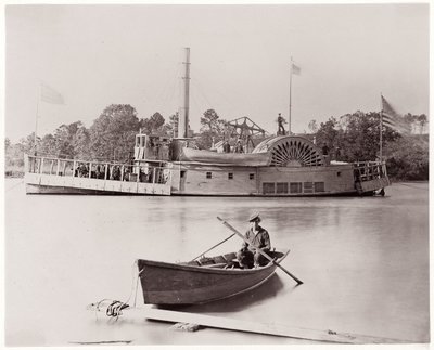 U.S. Gunboat, 1861-65 (albumin sølvtrykk fra glassnegativ) av Timothy H. OSullivan
