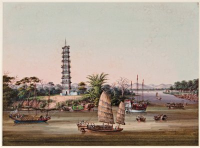 Den ni etasjer høye Whampoa-pagoden, Pearl River av Tingqua