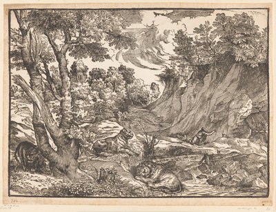 Landskap med Saint Jerome av Titiaan