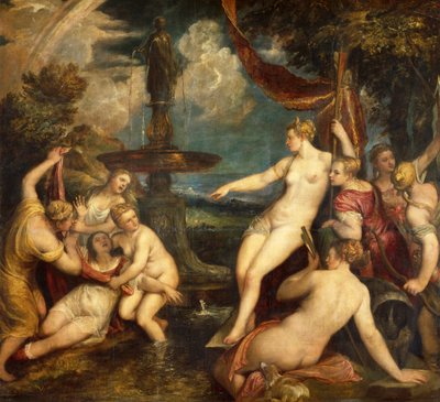 Diana og Callisto, av Titian (ca 1490-1576), olje på lerret av Titian (c.1488 1576)