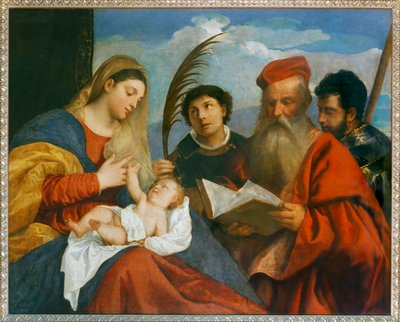 Die Jungfrau mit dem Kind und dem heiligen Stephanus, dem heiligen Hieronymus von Titian (c.1488-1576)