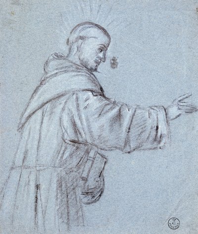 Munk av Titian (ca. 1490-1576), tegning av Titian (c.1488 1576)
