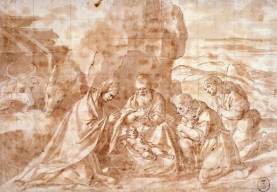 Fødsel av Titian (ca 1490-1576), tegning av Titian (c.1488 1576)