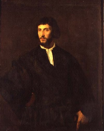 Portrett av en mann (olje på lerret) av Titian (c.1488 1576)