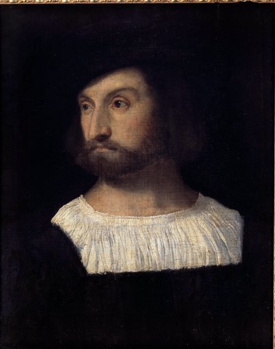 Portrett av Alfonso I av Este, hertug av Ferrara (1476-1534) Maleri tilskrevet Tiziano Vecellio kalt Titian (1485-1576) 1500-tallet. Besançon. Museum of Fine Arts av Titian (c.1488 1576) (attr. to)