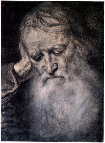 Gammel manns hode Tegning av Tiziano Vecellio kalt Titian (1485-1576) Paris fra 1500-tallet, Louvre-museet av Tiziano Vecelli