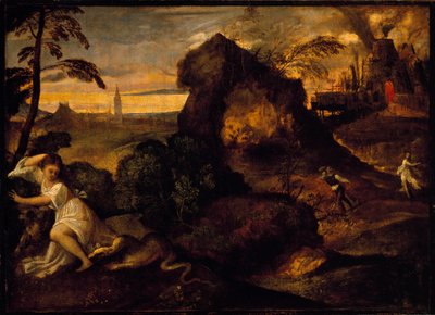Orphee and Eurydice Maleri av Tiziano Vecellio kalt Titian (ca. 1490-1576). Accademia Carrara fra 1500-tallet, Bergamo av Tiziano Vecelli