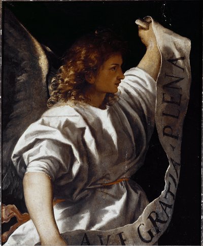 Polyptych Averoldi: Kunngjør engel av Titian (c.1488 1576)