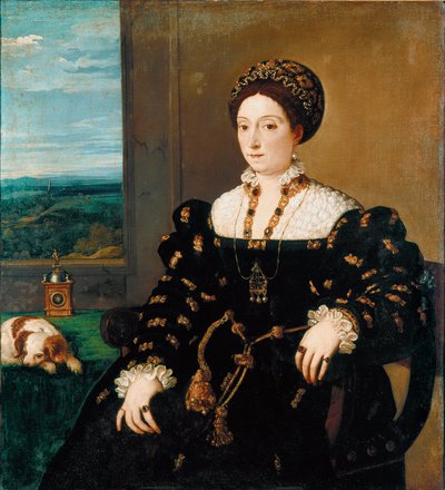 Portrett av Eleonora Gonzaga (Gonzaga), hertuginne av Urbino Maleri av Tiziano Vecellio kalt Titian (ca. 1490-1576) av Tiziano Vecelli
