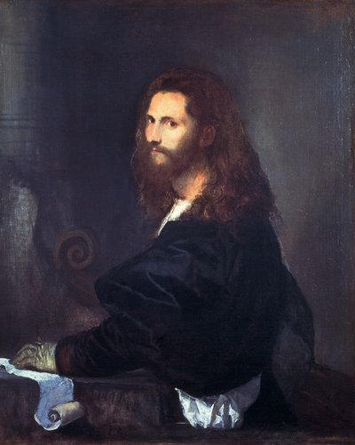 Portrait of a Musician, av Tiziano Vecellio (1490-1576), olje på lerret, 82x99 cm. av Titian (c.1488 1576)