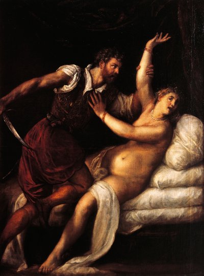 Tarquinius og Lucretia, av Titian (ca 1490-1576), olje på panel, 84x68 cm av Titian (c.1488 1576)