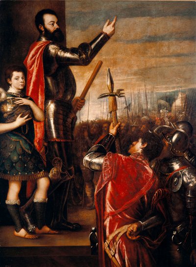 Talen til Alfonso de Avalos (1502-1546), condottiero (condottiere) Italiensk maleri av Tiziano Vecellio sa Titian (ca. 1490 -1576) 1540-1541 Dim.223x165 cm Madrid, Prado-museet av Tiziano Vecelli