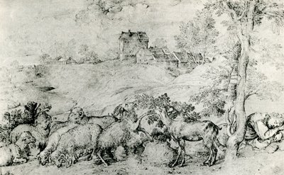 Landskap med saueflokk, c1520, 1937 av Tiziano Vecelli