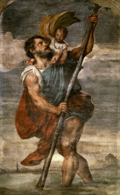 Saint Christopher, 1523-1524. av Titian