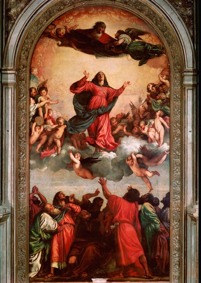 Assumption Painting av Tiziano Vecellio kalt The Titian (1485-1576) av Tiziano Vecelli