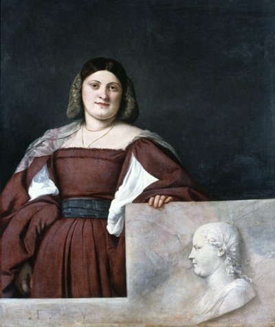 Portrett av en dame, La Schiavona Den dalmatiske kvinnen, c1510-1512 av Tiziano Vecelli