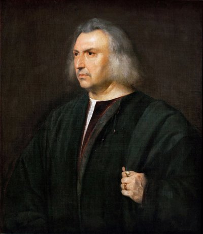 Portrett av legen Gian Giacomo Bartolotti da Parma - Titian (1488-1576). Olje på lerret, ca 1515. Mål : 88x75 cm. Kunsthistorisk museum, Vienne av Tiziano Vecelli