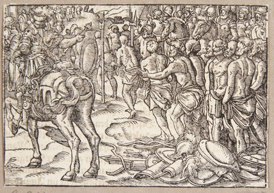 Cincinnatus beordrer aequierne til at passere under åget av Tobias Stimmer