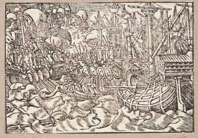 Gaius Duillius er seirende i et sjøslag over karthagerne av Tobias Stimmer