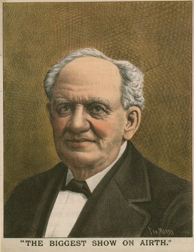Portrett av P T Barnum, The Biggest Show on Airth av Tom Merry