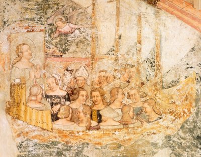Seiler mot Roma, detalj fra Stories of St Ursula, av Tommaso da Modena (1326-1379), fresco, detalj, Santa Caterina-kirken, Treviso av Tomaso da (late 15th century) Modena