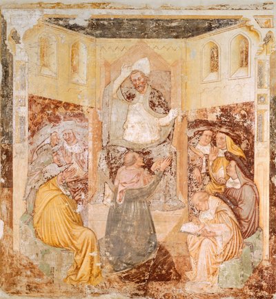 Abdikasjonen, detalj fra Stories of St Ursula, av Tommaso da Modena (1326-1379), fresco av Tomaso da (late 15th century) Modena