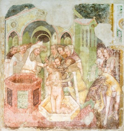 Dåpen til prinsen av England, detalj fra fresken Legend of St Ursula av Tomaso da (late 15th century) Modena
