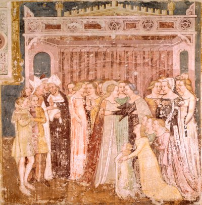 Avskjeden, detalj fra Legend of St Ursula av Tommaso da Modena (1326-1379), fresco, Church of Santa Caterina, Treviso av Tomaso da (late 15th century) Modena