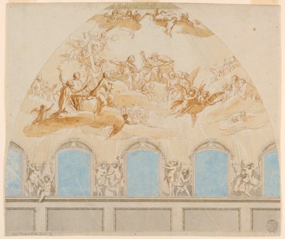 Prosjekt for en freskomaleri i domen til katedralen i Citta di Castello av Tommaso Maria Conca