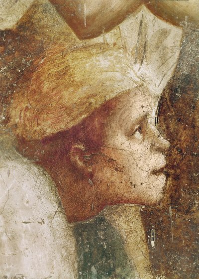 Hodet til den krøplingen, fra St. Peter Healing with his Shadow, ca. 1427 (detalj av 60321) av Tommaso Masaccio